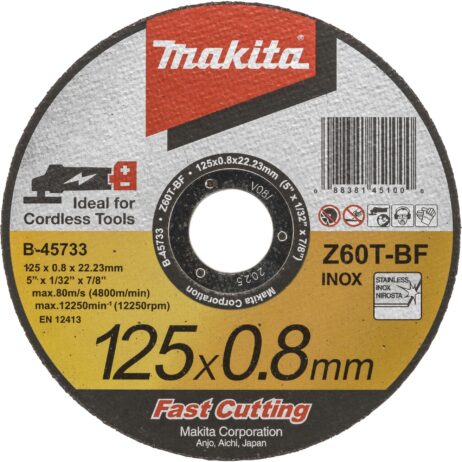 Makita 125x0,8 mm inox skurðarskífur, 5 stk saman - B-45733