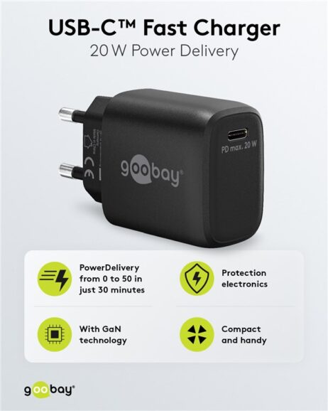 Hleðslutæki PD - Power Delivery, svart 20W - 65405 - Image 3